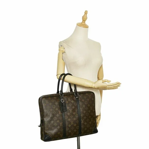 Louis Vuitton Monogram Macassar Porte Document Voyage Bag M40225 Brown Black ... - Picture 9 of 10